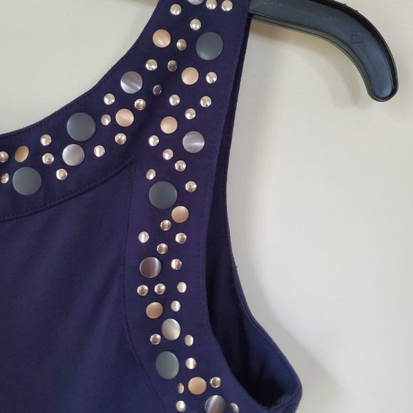 Lucy & Laurel Navy Blue Dress with Metal Embellishments Size Small - Picture 6 of 7